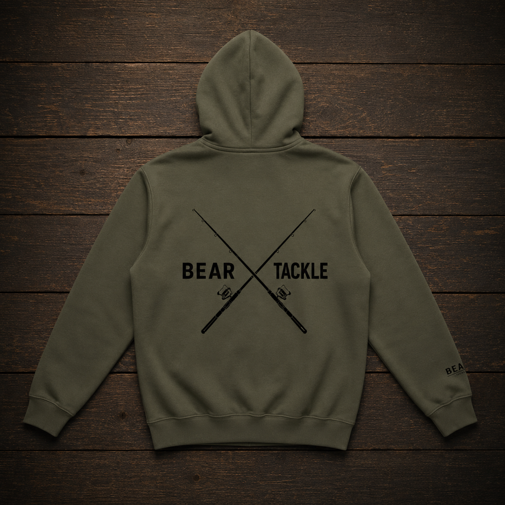Bear Tackle Heritage Crossed Rods carp fishing hoodie – product view 1
