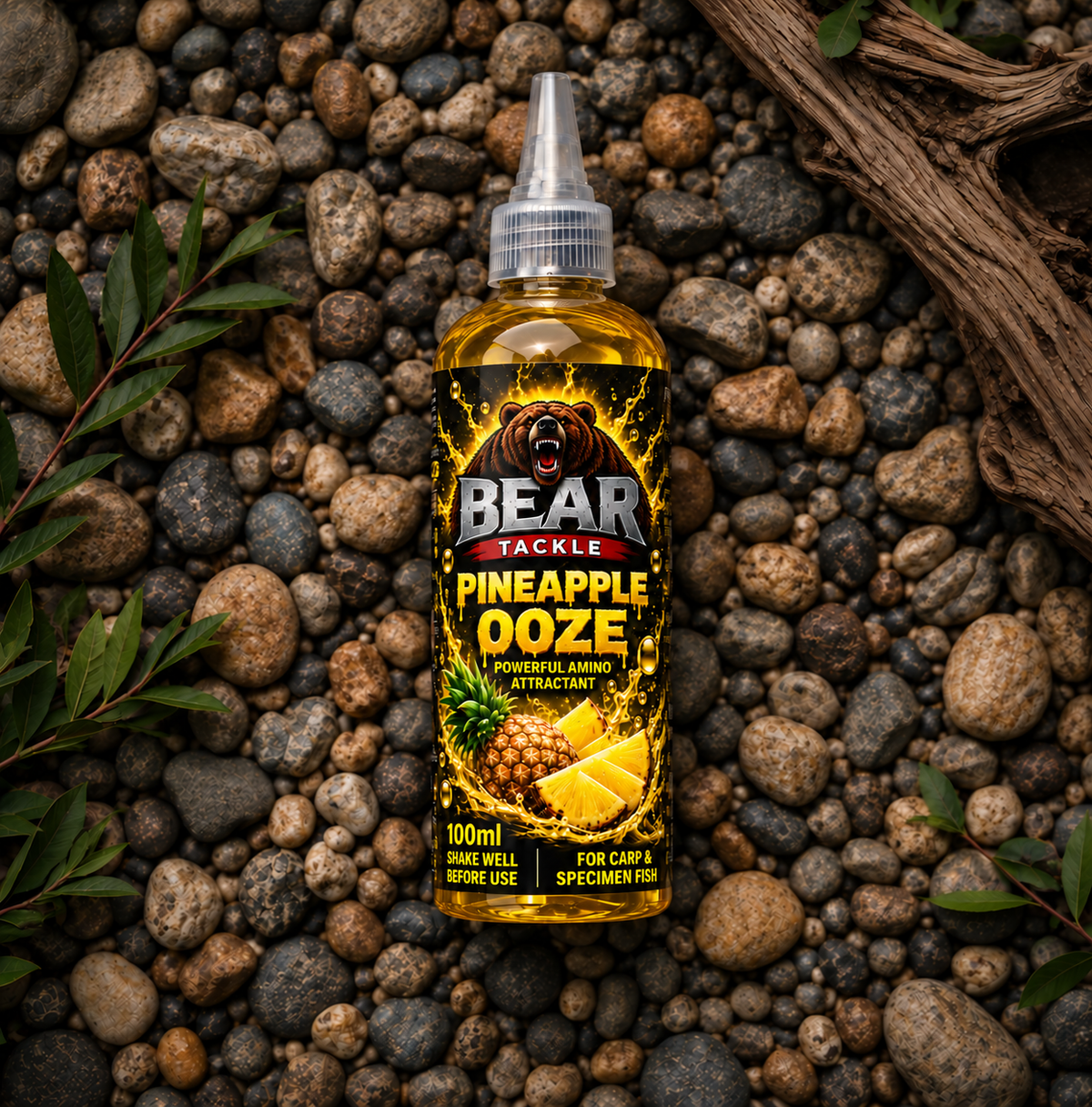 Bear Tackle Pineapple Ooze 100ml yellow carp bait liquid attractant bottle